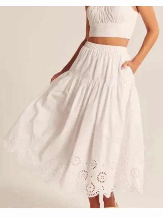 Abercrombie & Fitch Dresses & Skirts - Abercrombie & Fitch White Tiered Eyelet Maxi Skirt